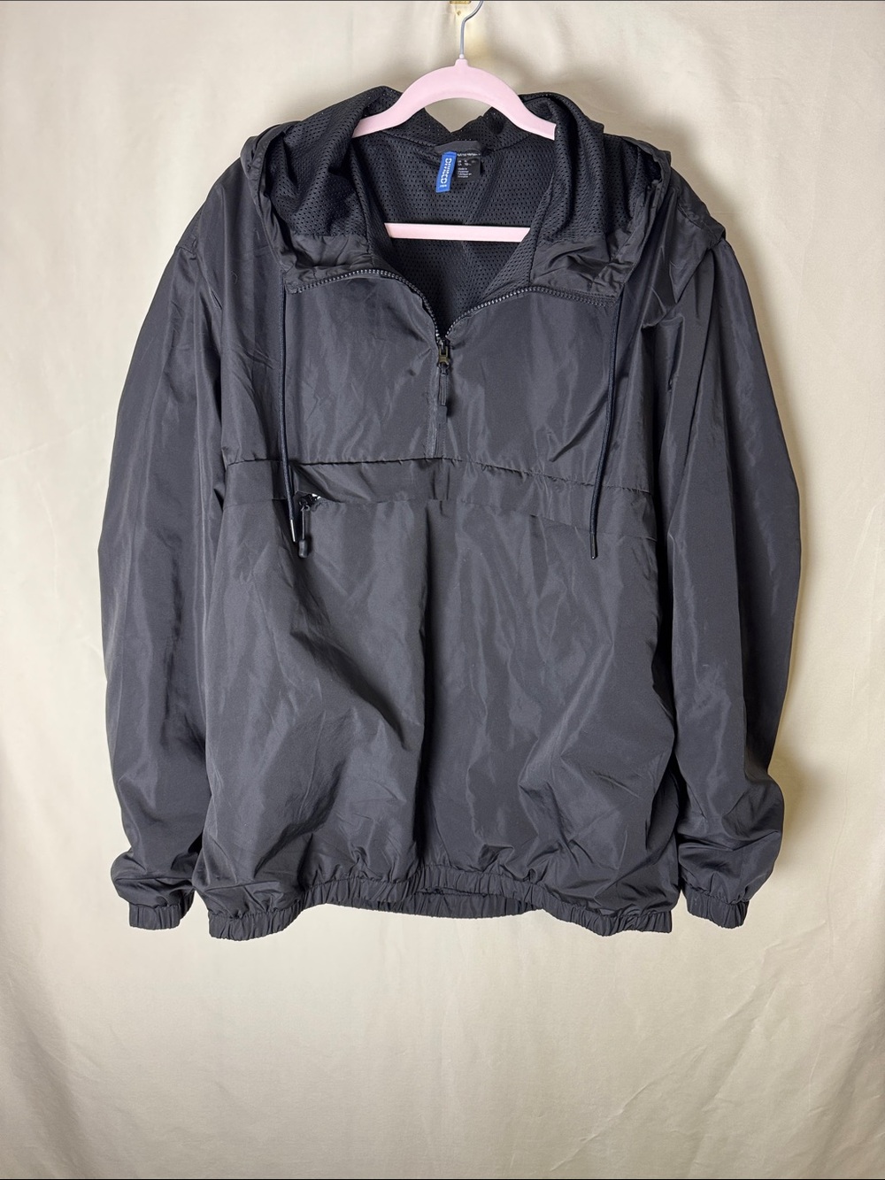 H&M Black Hooded Windbreaker Pullover